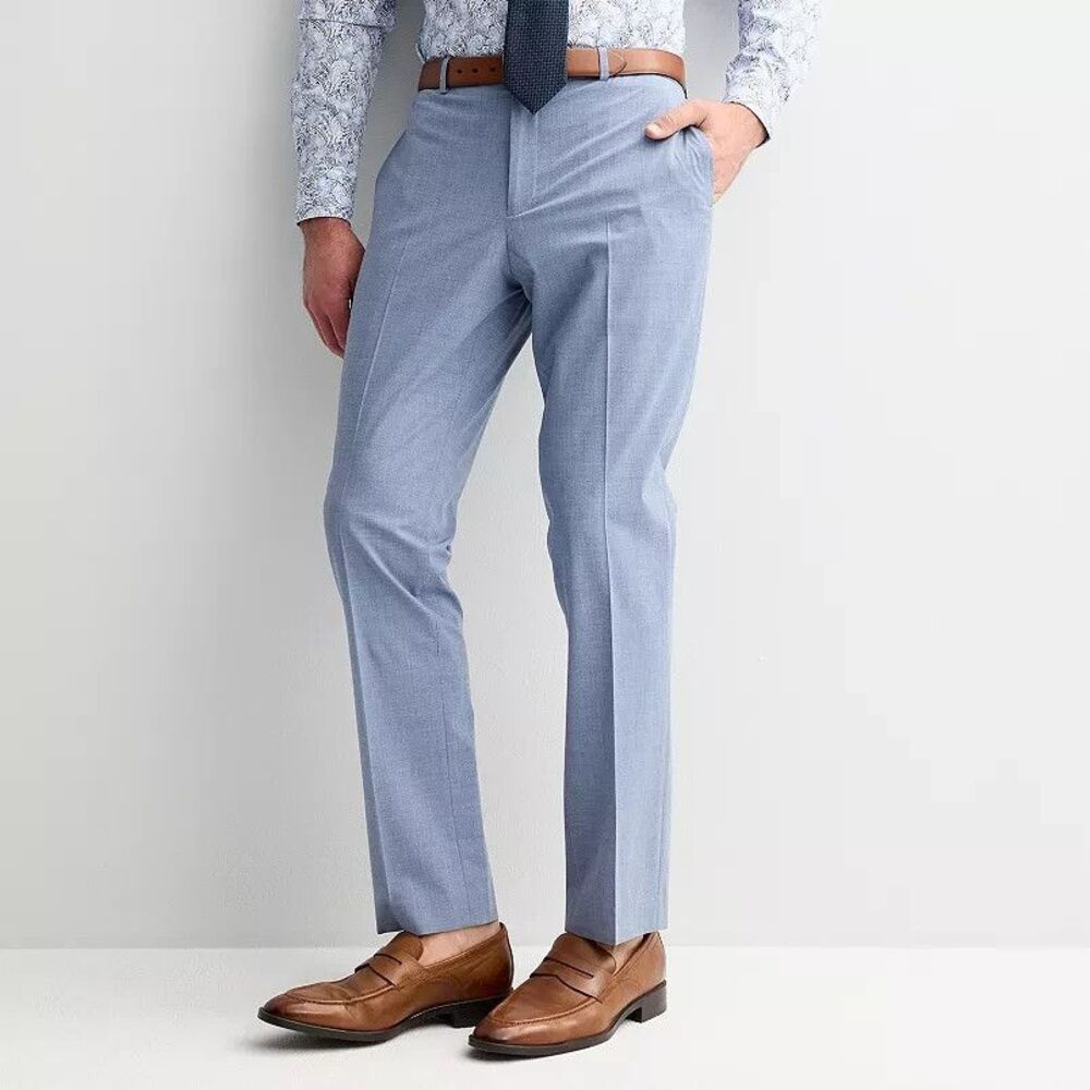 Apt 9 Premier Flex Performance Slim Fit Dress Pants Mens 38x32 Light Blue NEW